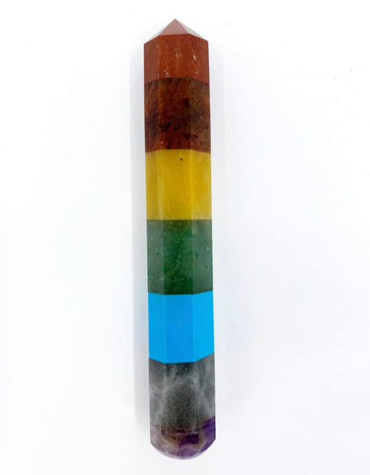 Seven Chakras Healing bonded Layered Gemstone Wand