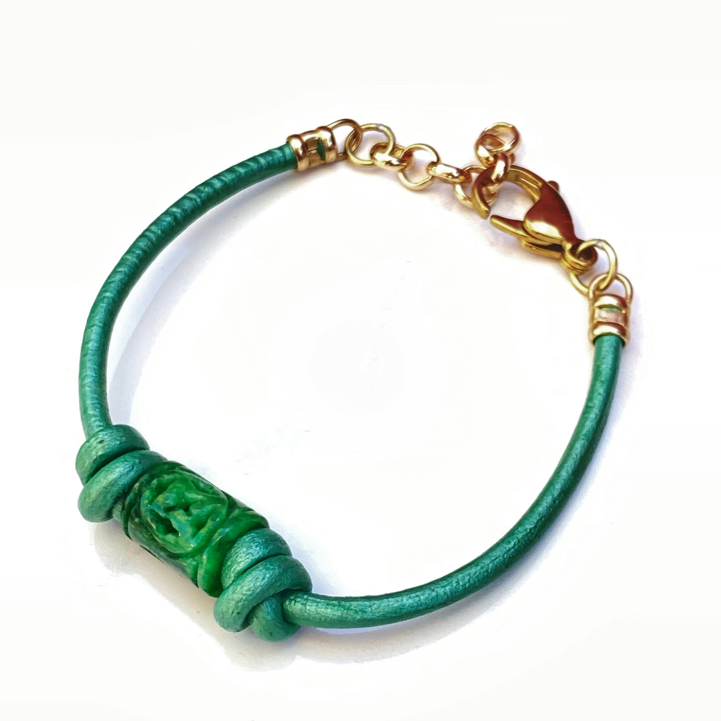 Jade gemstone Leather Bracelet