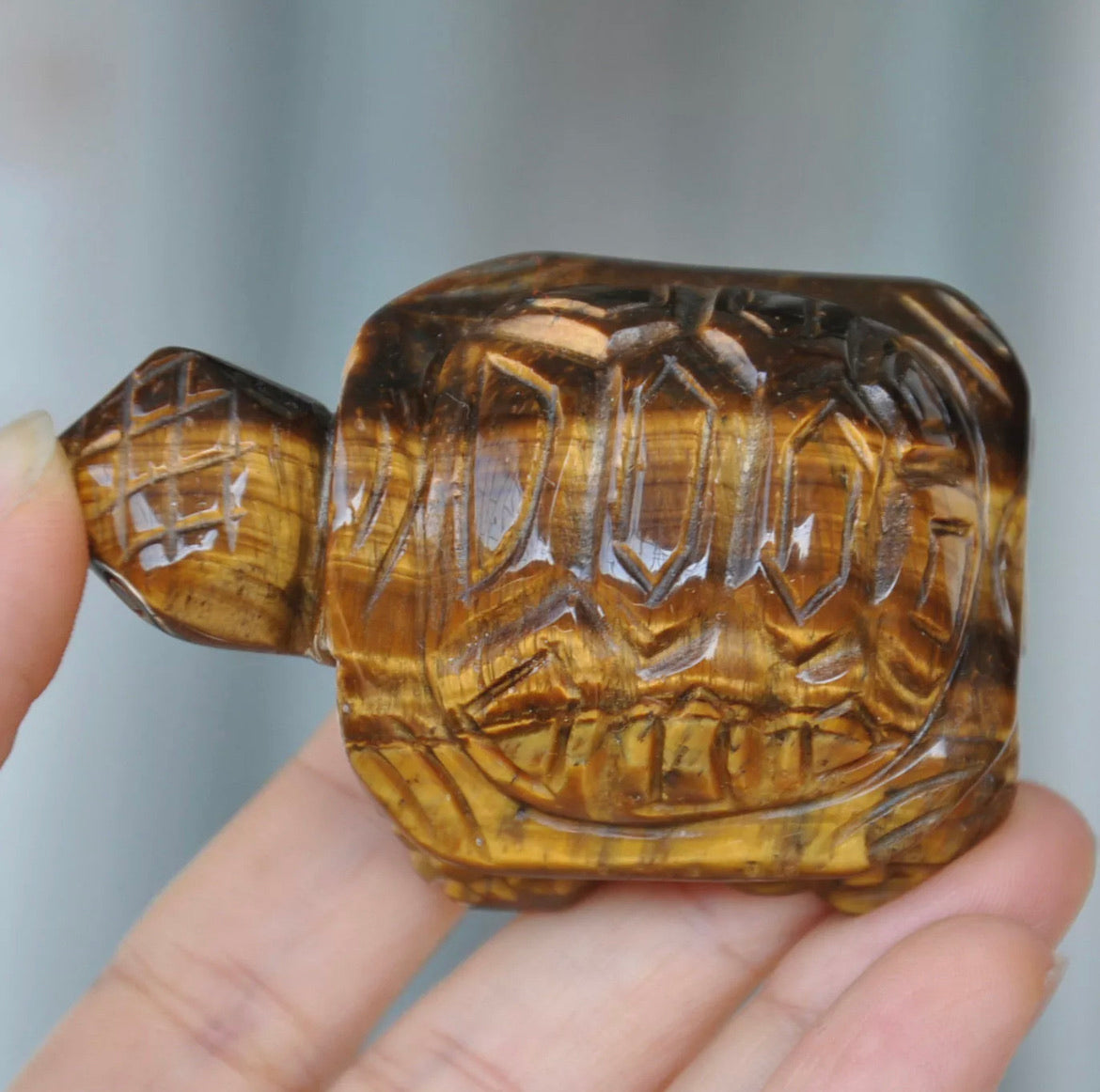 Natural Tiger Eye Turtle Figurine