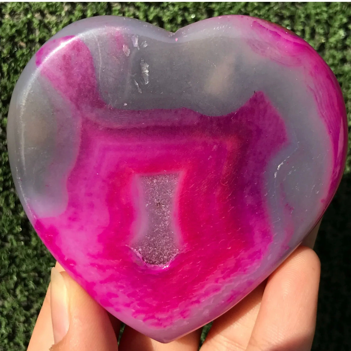 Pink Agate Geode Heart