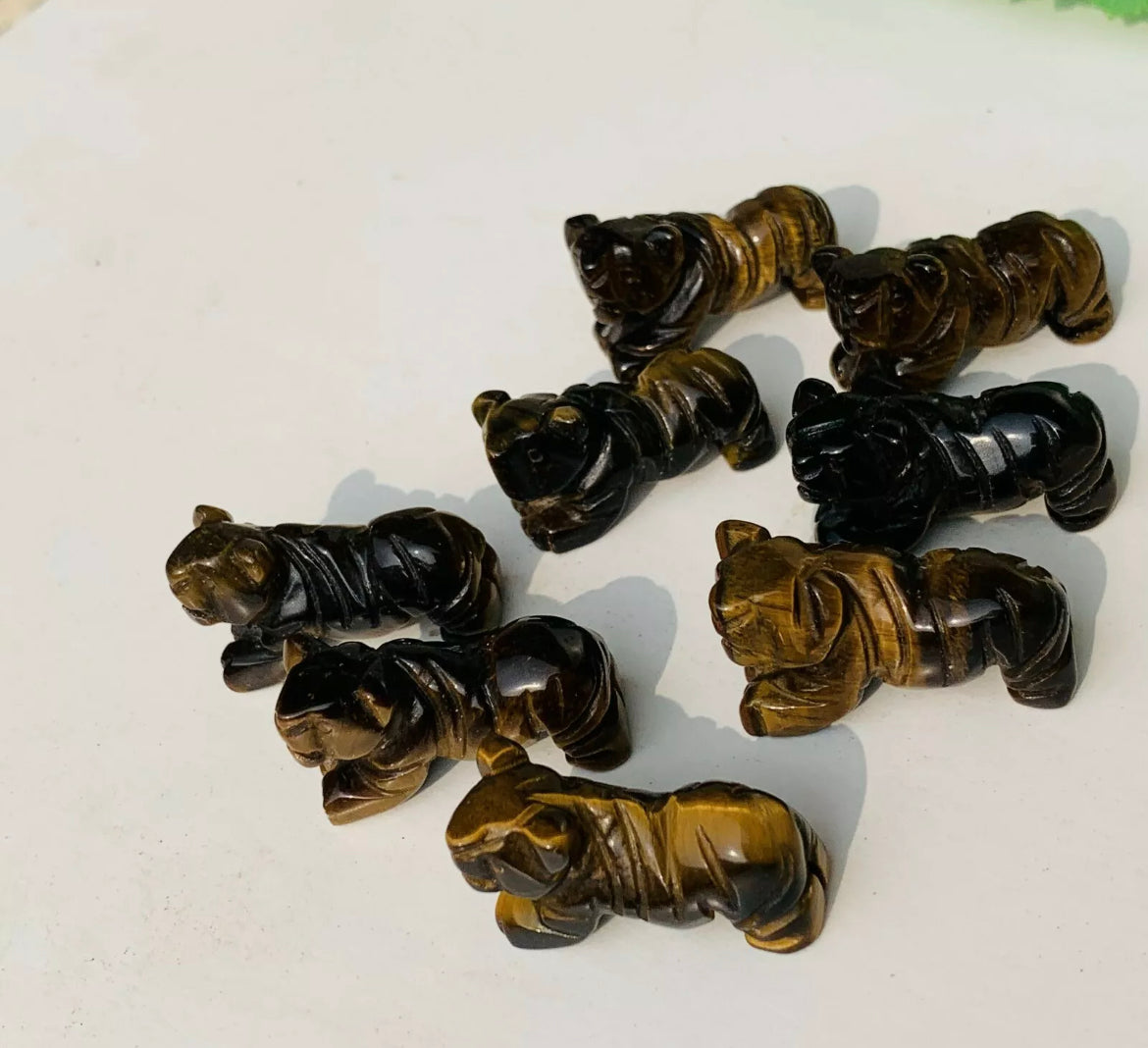 Natural Tiger Eye gemstone carved tiger figurine