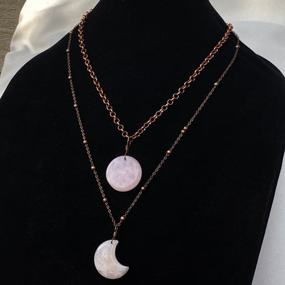 Full Moon, Crescent Moon Layered Necklace