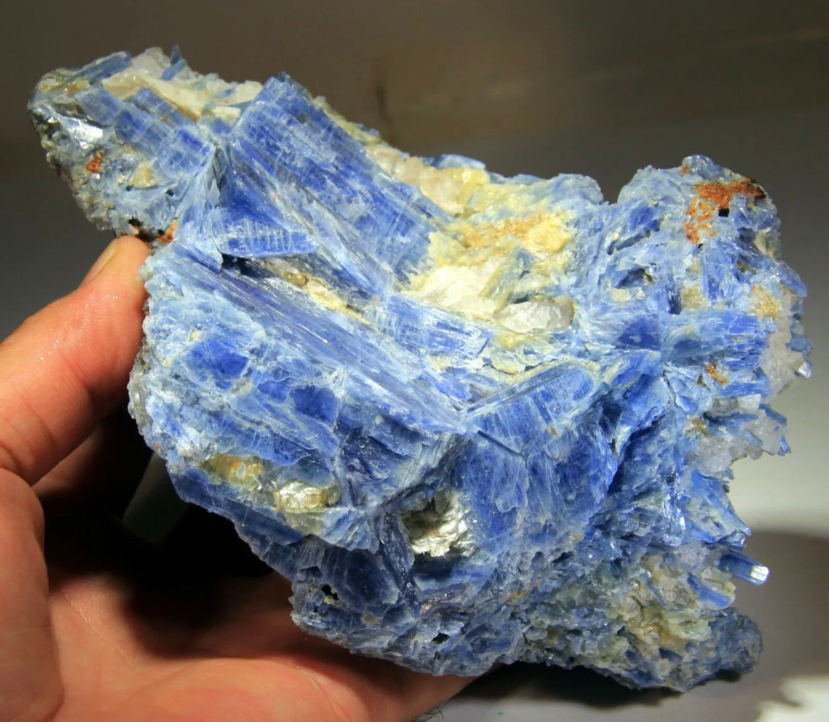 Natural Deep Blue Kyanite Crystals in Quartz