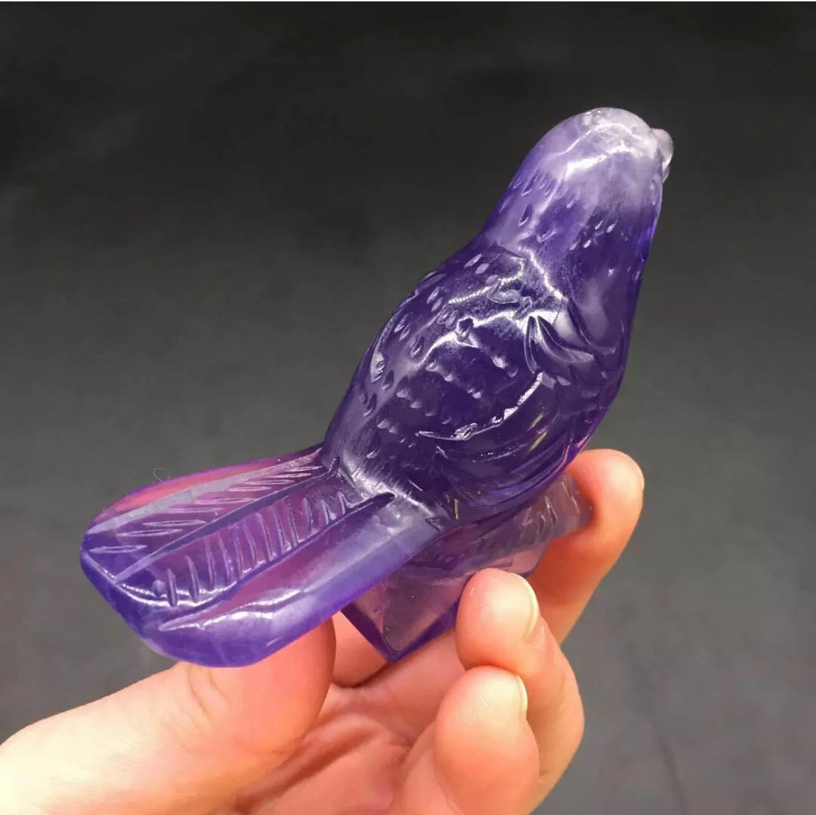 Natural Purple Blue Fluorite Bird Figurine