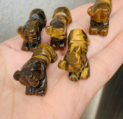 Natural Tiger Eye gemstone carved tiger figurine