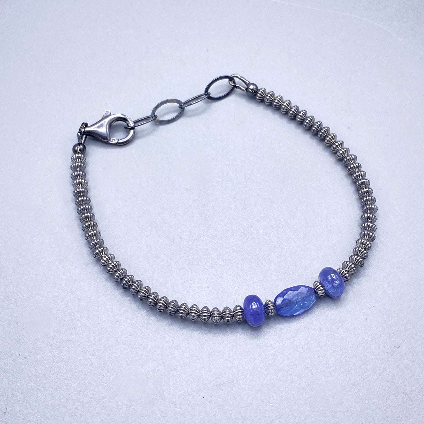 Tanzanite and Oxidized Sterling Silver Bracelet