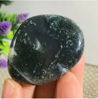 Natural Free Form Moss Agate Gemstone Semiprecious Rock