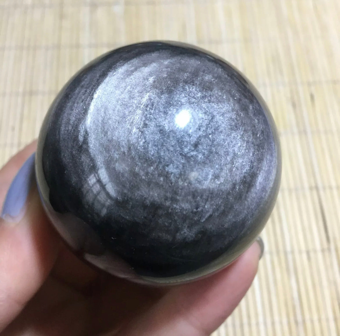 Natural Silver Obsidian Sphere - Crystal Reiki Healing Ball - 5 sizes