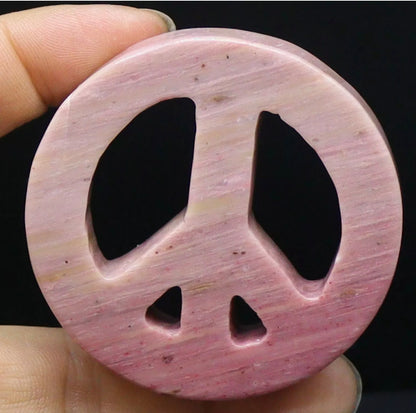 Natural Rhodonite Peace Sign figurine