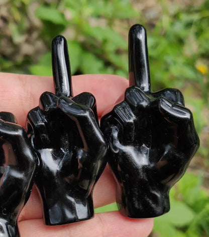 Natural Black Obsidian Middle Finger