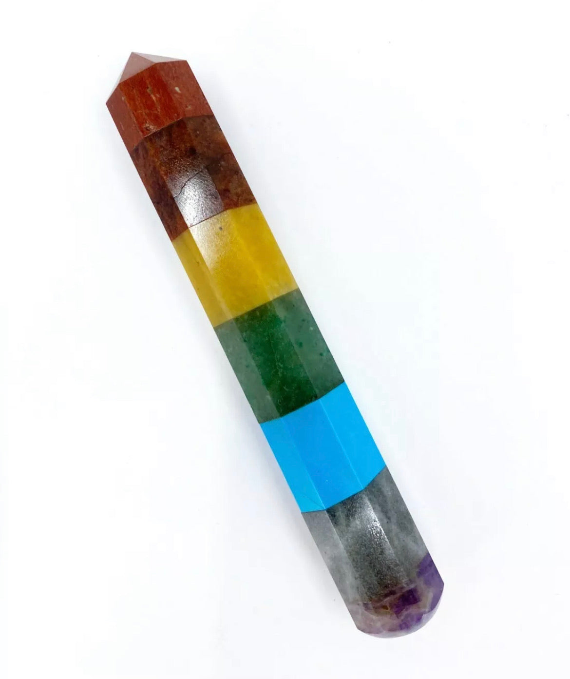 Seven Chakras Healing bonded Layered Gemstone Wand