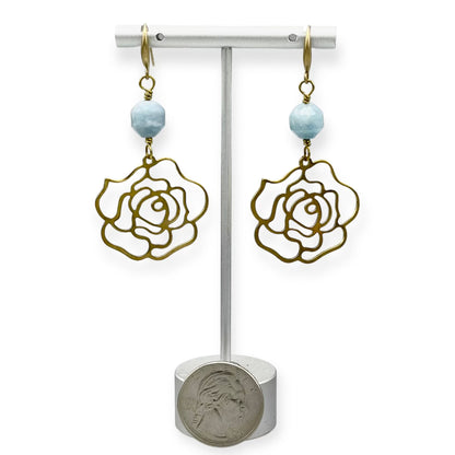 Rose and Aquamarine Earrings