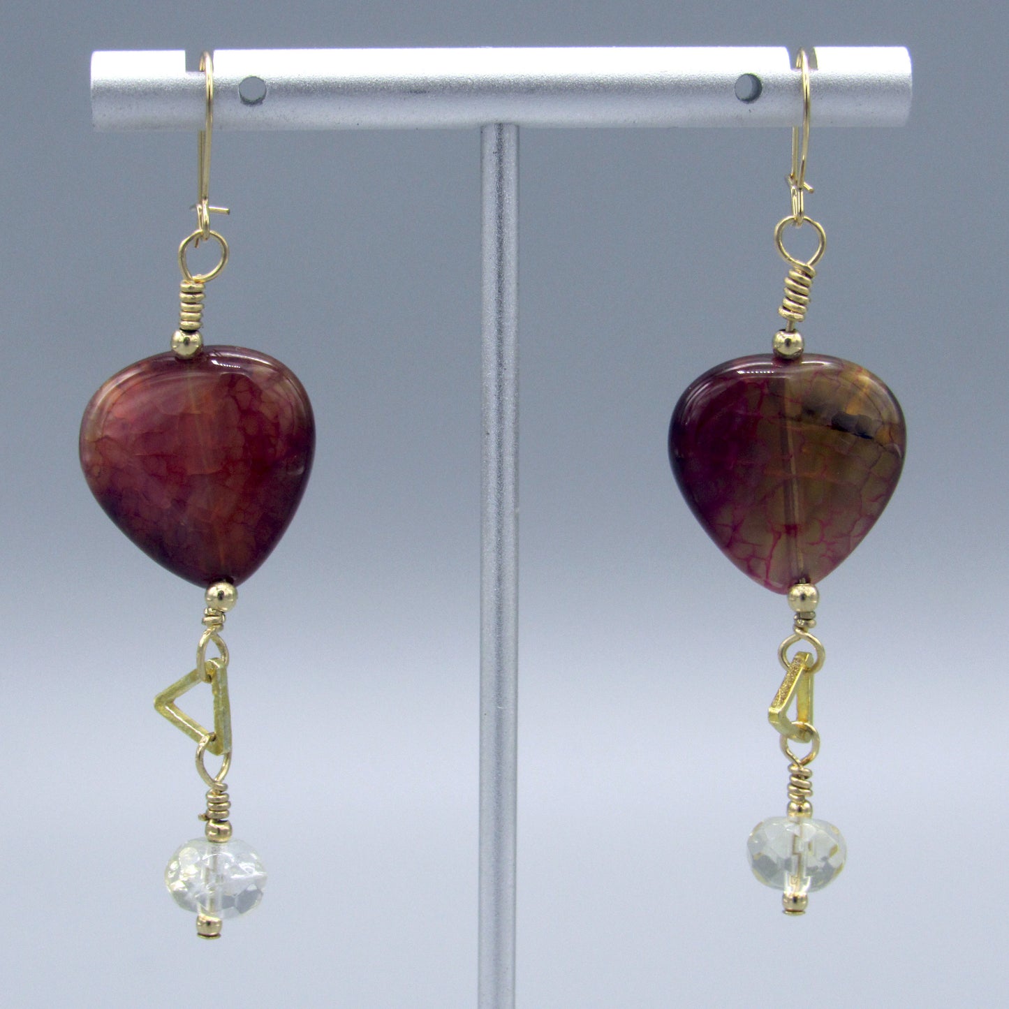 Dragon’s Vein Agate Gemstone, Citrine, Gold Vermeil, 14 kt gf, Drop Earrings