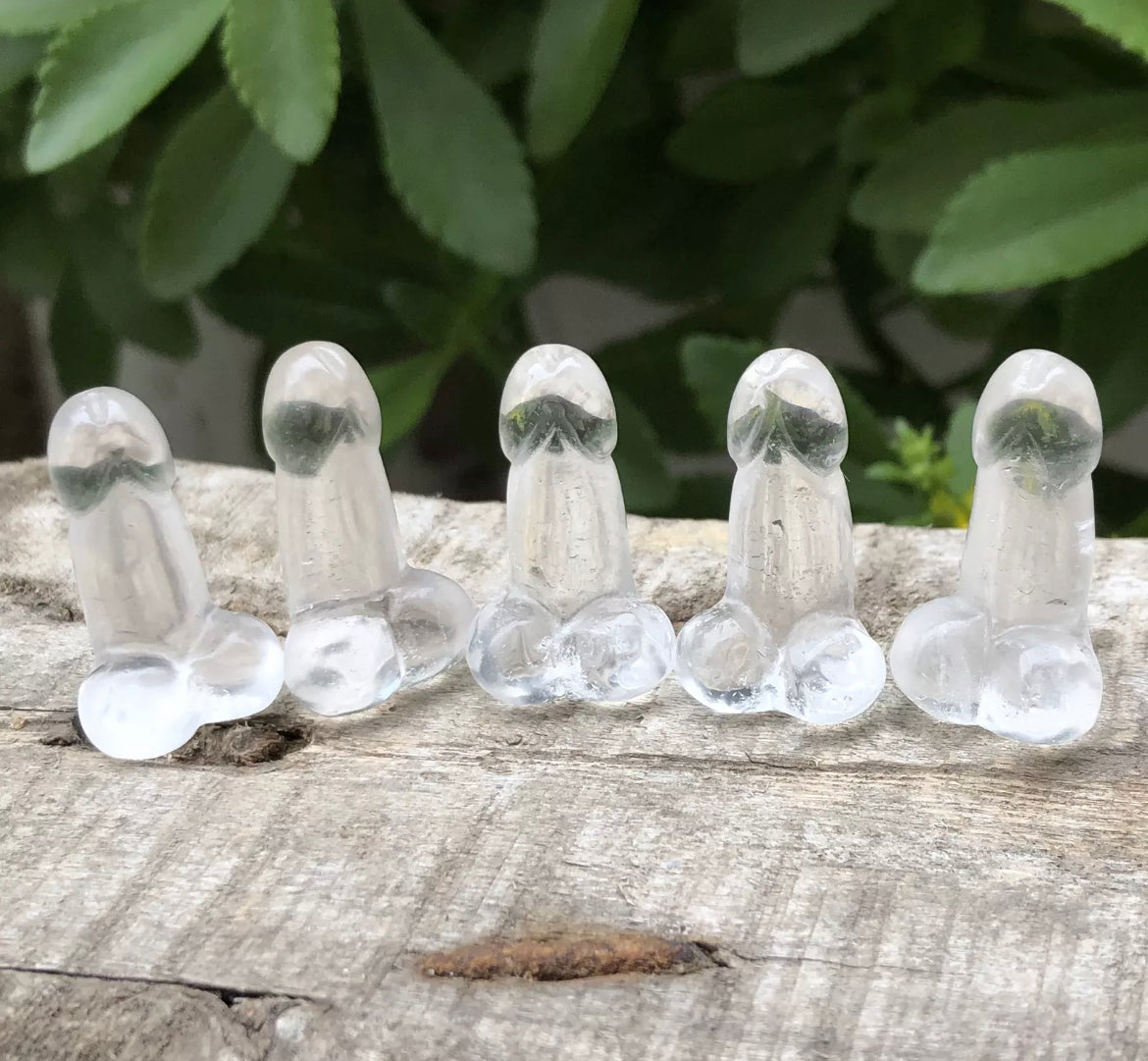 Natural Clear Quartz gemstone carved  Penis