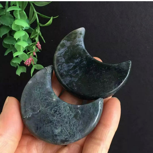Blue Moss Agate Moon