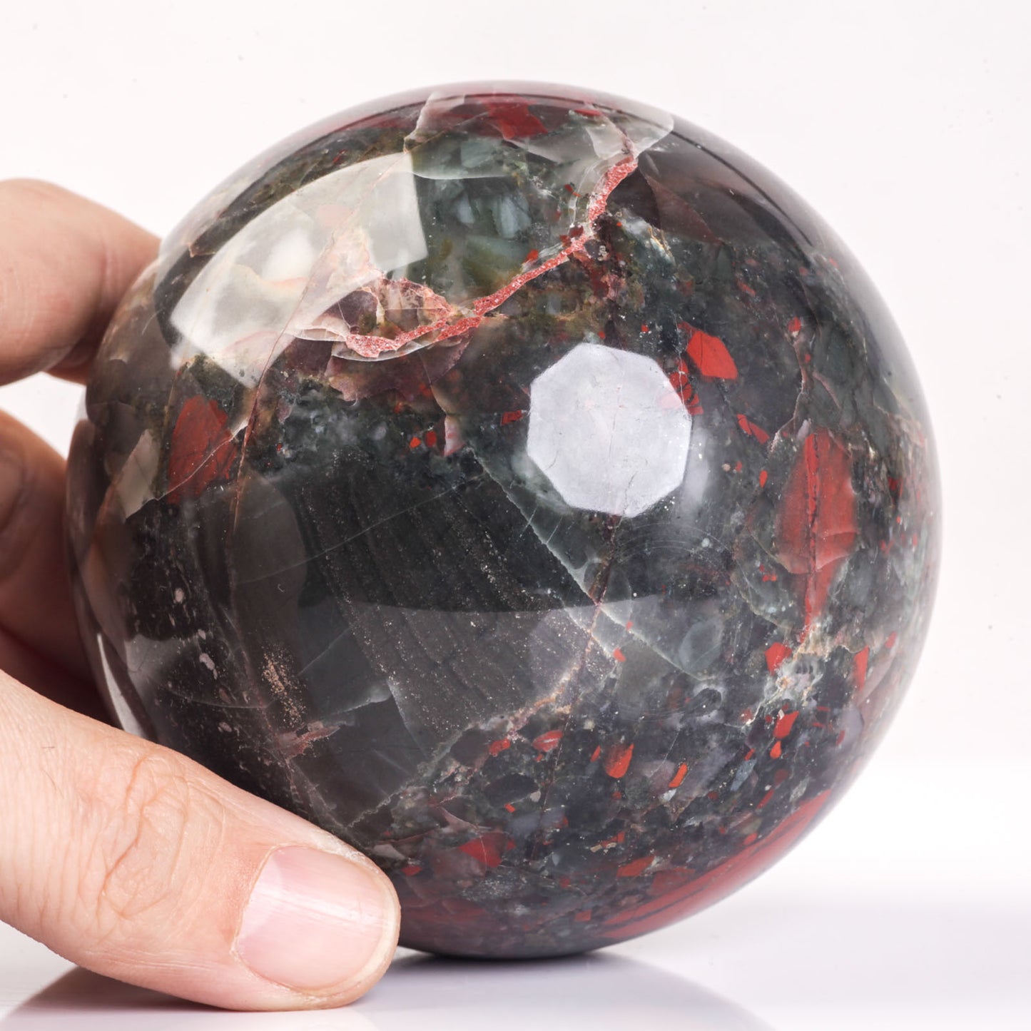 Natural African Bloodstone semiprecious gemstone crystal ball sphere reiki healing