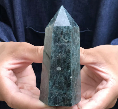 Natural Blue Apatite gemstone Tower Point Obelisk