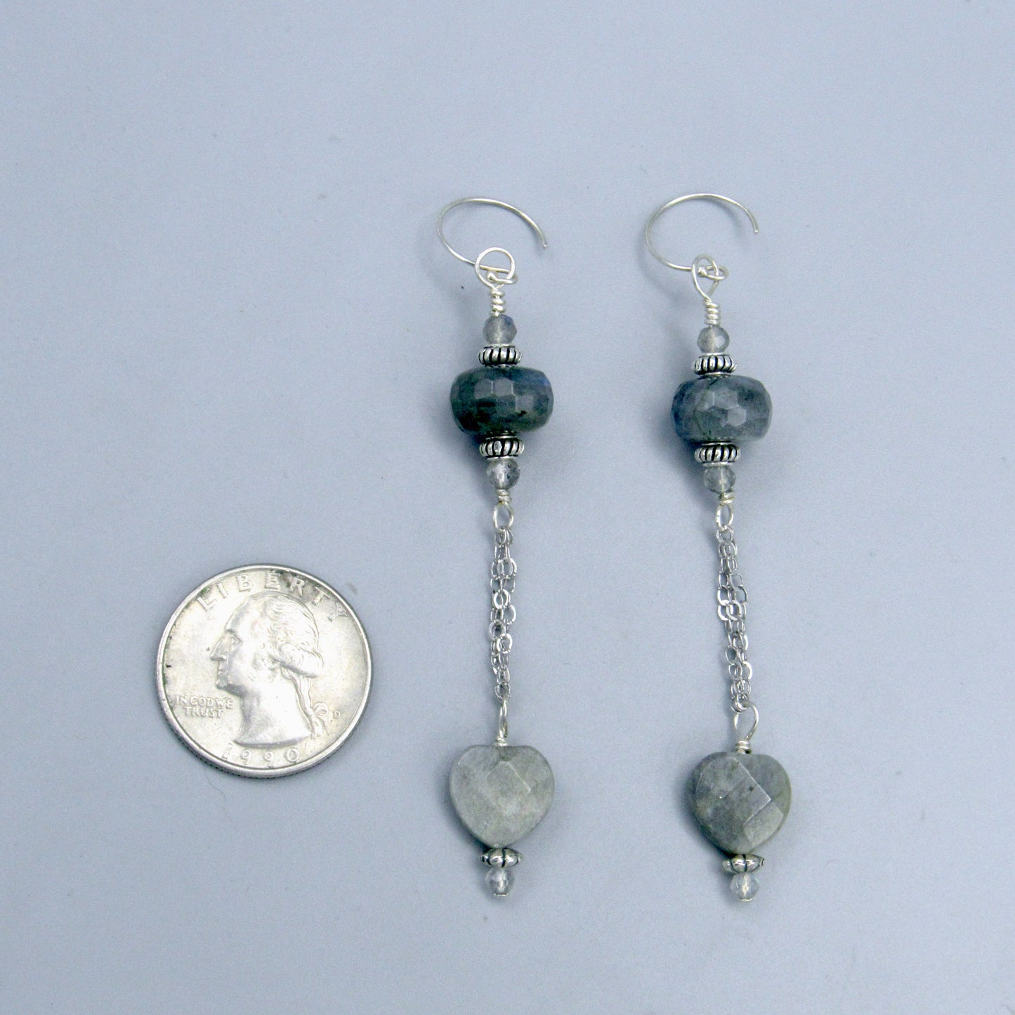 Labradorite, White Topaz Gemstone, and Sterling Silver Earrings