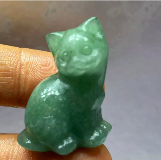 Natural Green Aventurine gemstone Crystal Cat