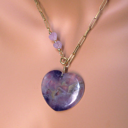 Amethyst Hearts and 14 kt GF Chain