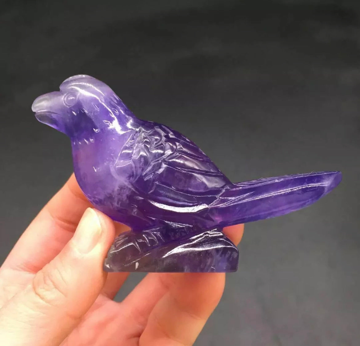 Natural Purple Blue Fluorite Bird Figurine