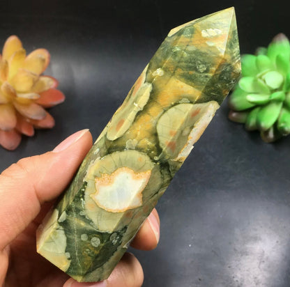 Natural Rainforest Jasper gemstone Wand Tower