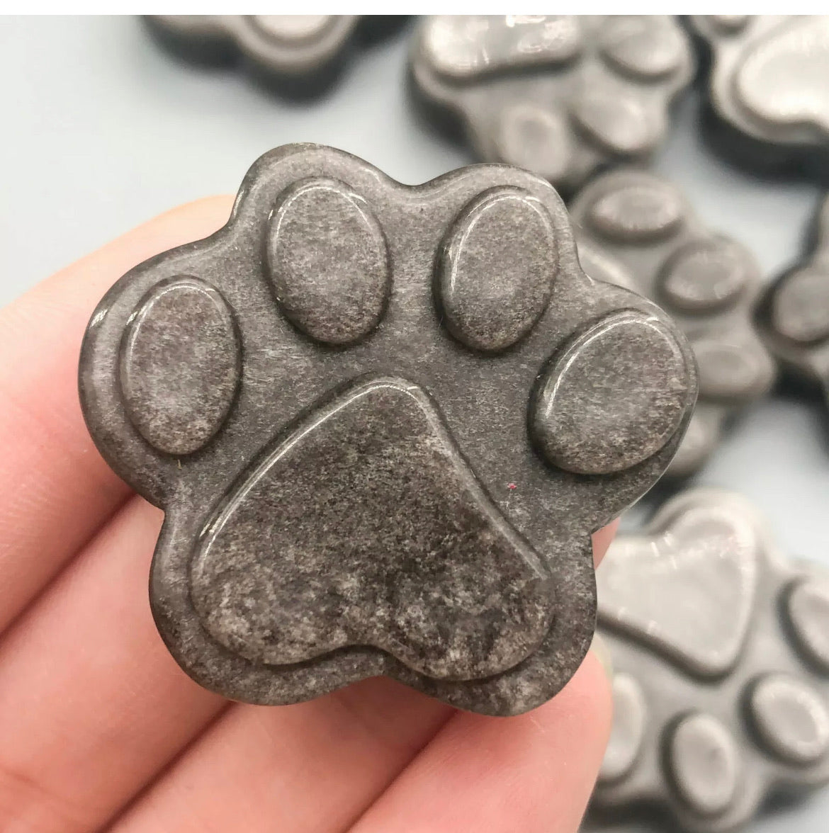 Silver obsidian dog cat paw