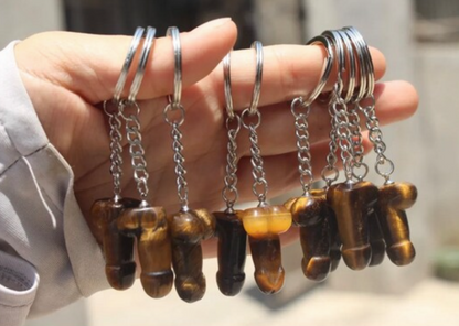 Natural Tiger Eye Penis Keychain/Keyring