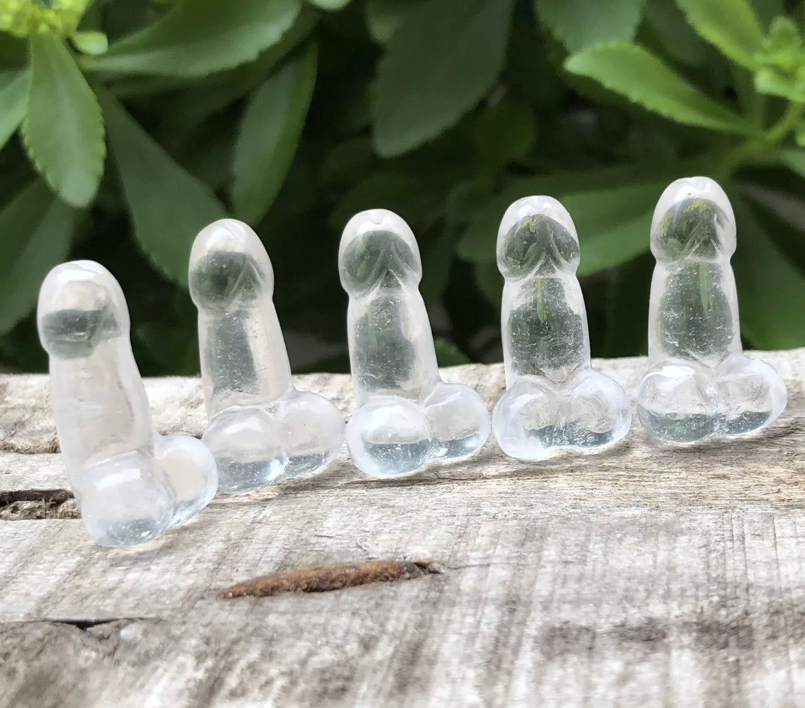 Natural Clear Quartz gemstone carved  Penis