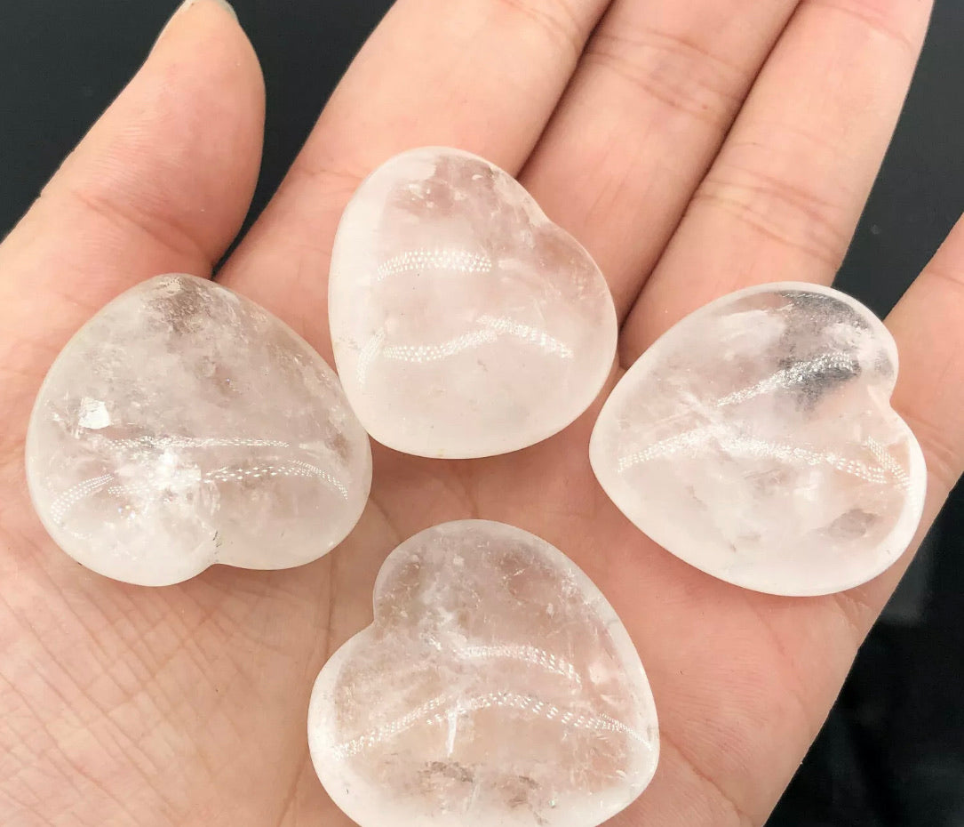 Natural Clear Quartz Hearts