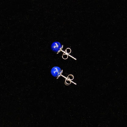 Lapis Lazuli Gemstone and Sterling Silver Stud Earrings