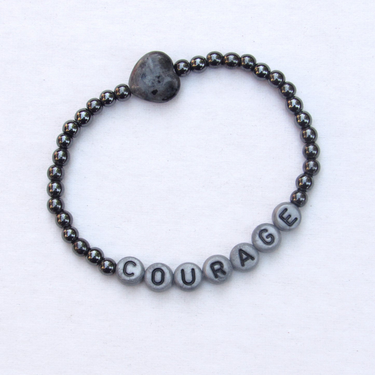 Hematite and Labradorite “Courage” Stretch Bracelet