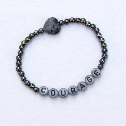 Hematite and Labradorite “Courage” Stretch Bracelet