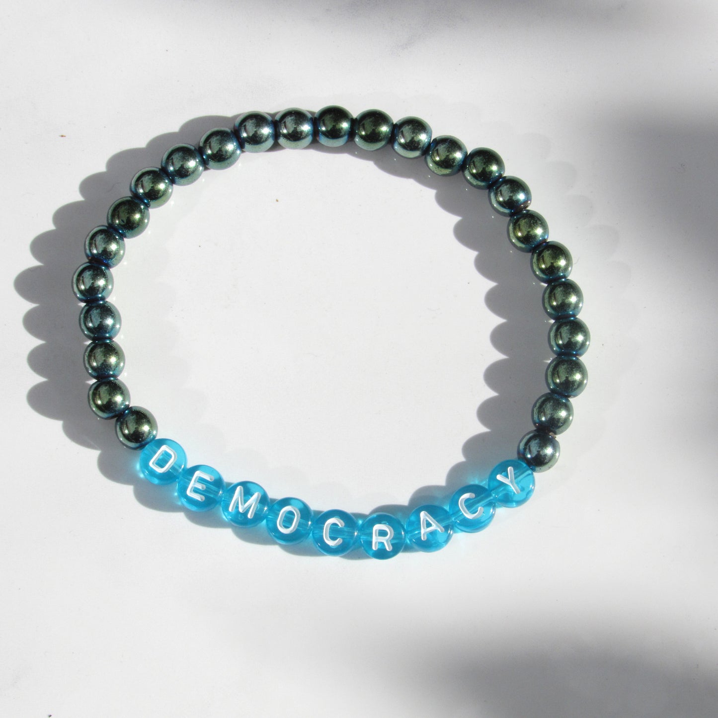 Democracy gemstone Stretch Phrase Bracelet