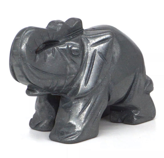 Elephant Figurine carved in Natural Hematite gemstone