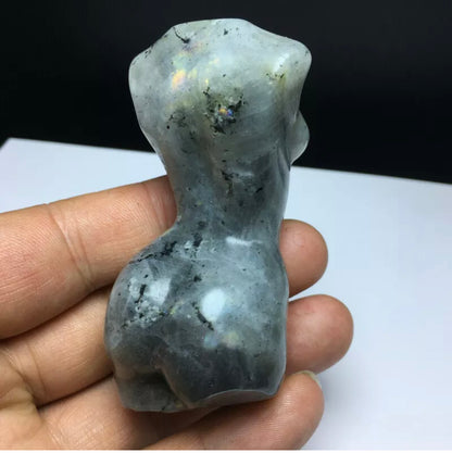 Natural Crystal Labradorite carved female form statue figurine