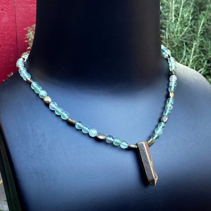 Men’s Fluorite Gemstone and Pyrite Necklace