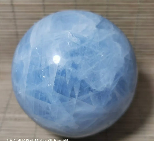 Natural Blue Calcite Gemstone Crystal Sphere