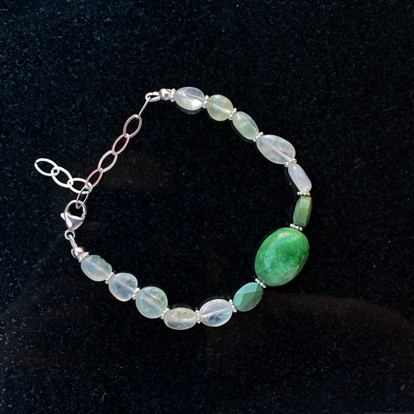 Green Emerald, Green Turquoise, and Prehnite gemstone Bracelet