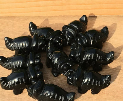 Natural Black Obsidian Crystal Dinosaur Figurine