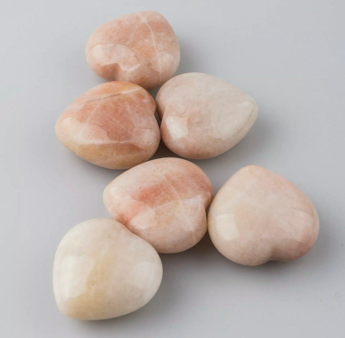 Peach red Jasper heart palm stone