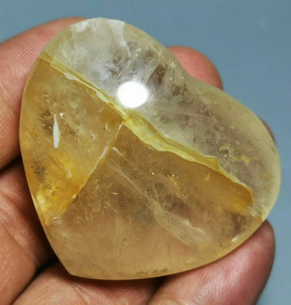 Golden Healer QUARTZ  Crystal Heart stone From Madagascar