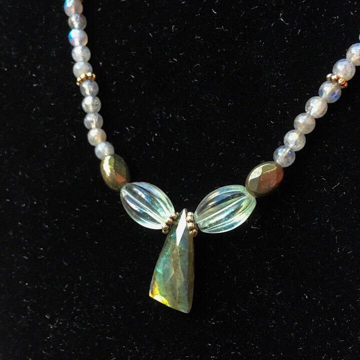 Pyrite, Labradorite and Fluorite Gemstone necklace