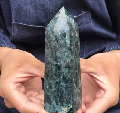 Natural Blue Apatite gemstone Tower Point Obelisk