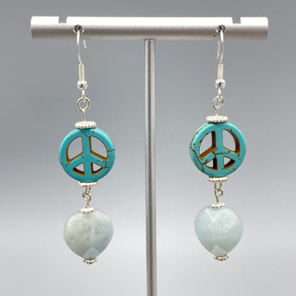 Peace and Hearts Gemstone Earrings