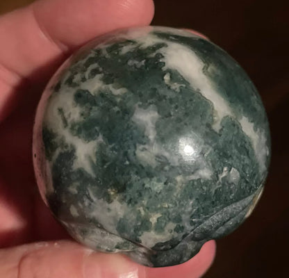 Natural Moss Agate Smiley Face Moon