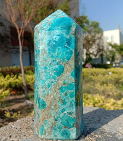 Natural Apatite gemstone Tower point Obelisk