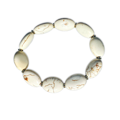 White turquoise gemstone and Brass Bracelet