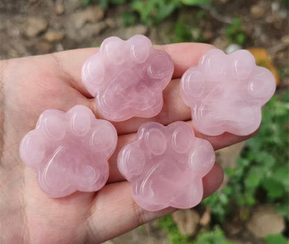 Natural Rose Quartz Paw Print