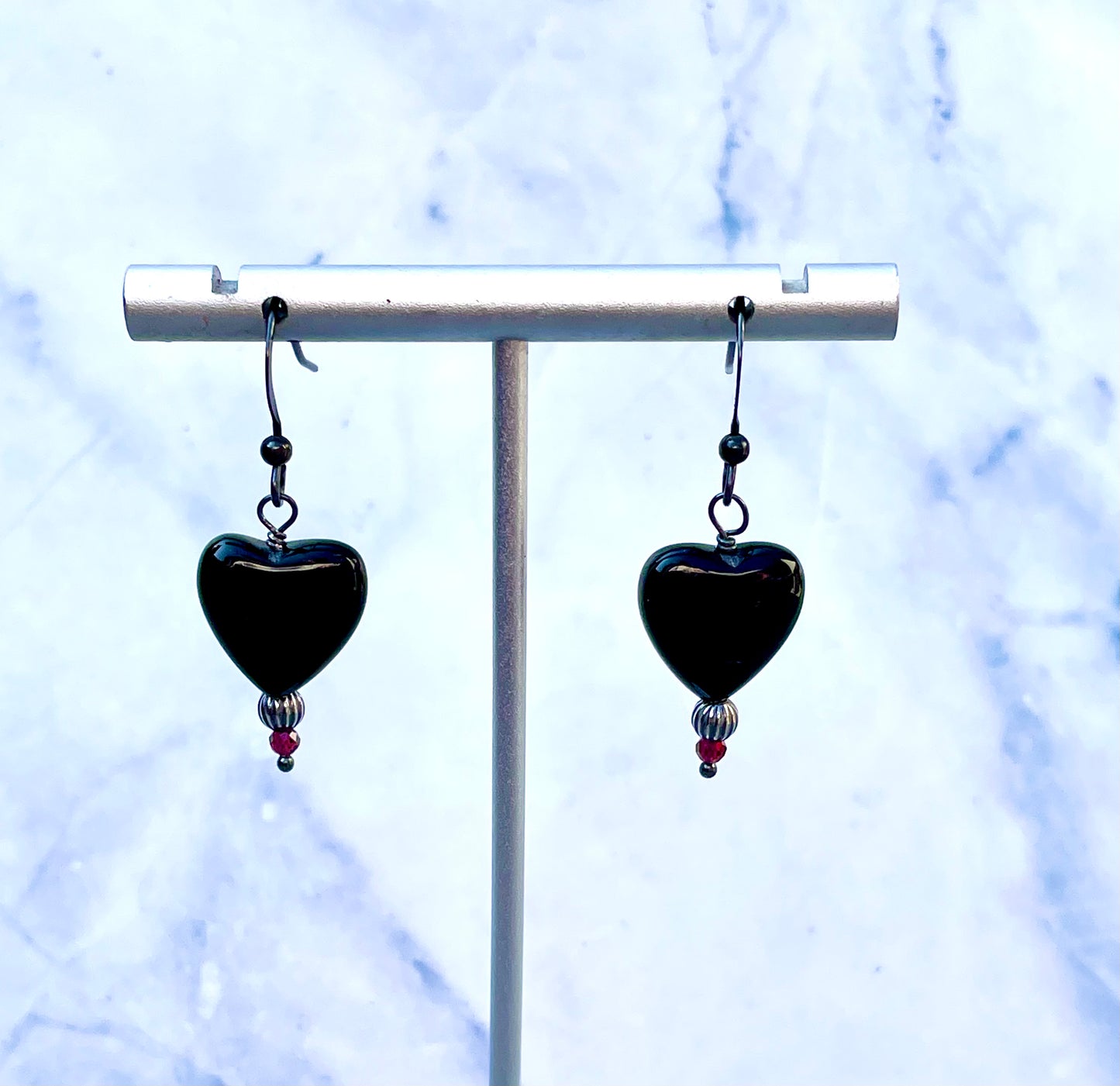 Black Heart Drop Dangle Earrings